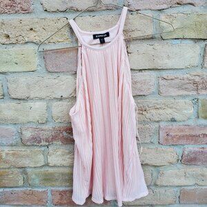 NWT Express Women's Pink Peach High Neck Pleated Cami Shirt